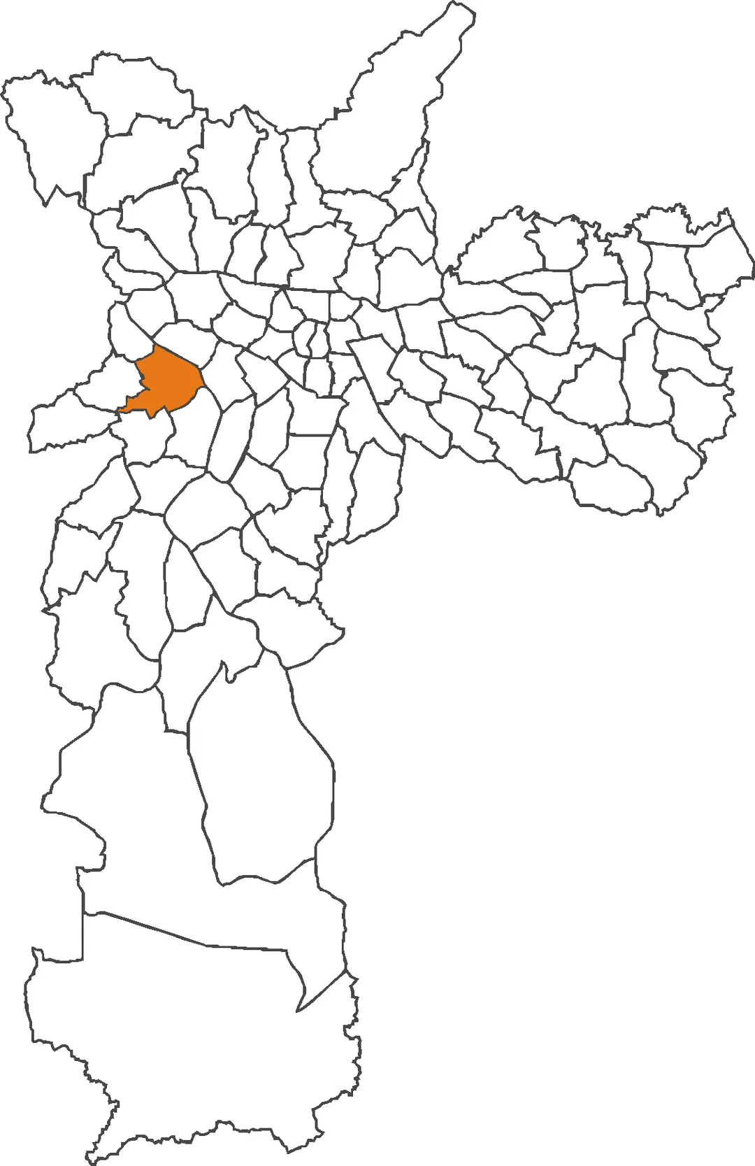 Localização do distrito do Butantã no município de São Paulo.