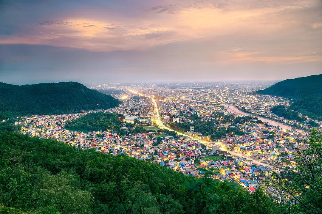 Evening view of Butwal as seen from way to Basantapur, just a half and hour hike from city center