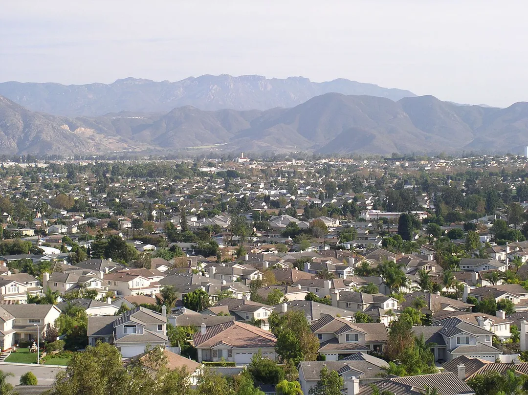 Image of Camarillo, California looking southeast taken from a hillside on the northwestern part of the city near Estaban Drive.