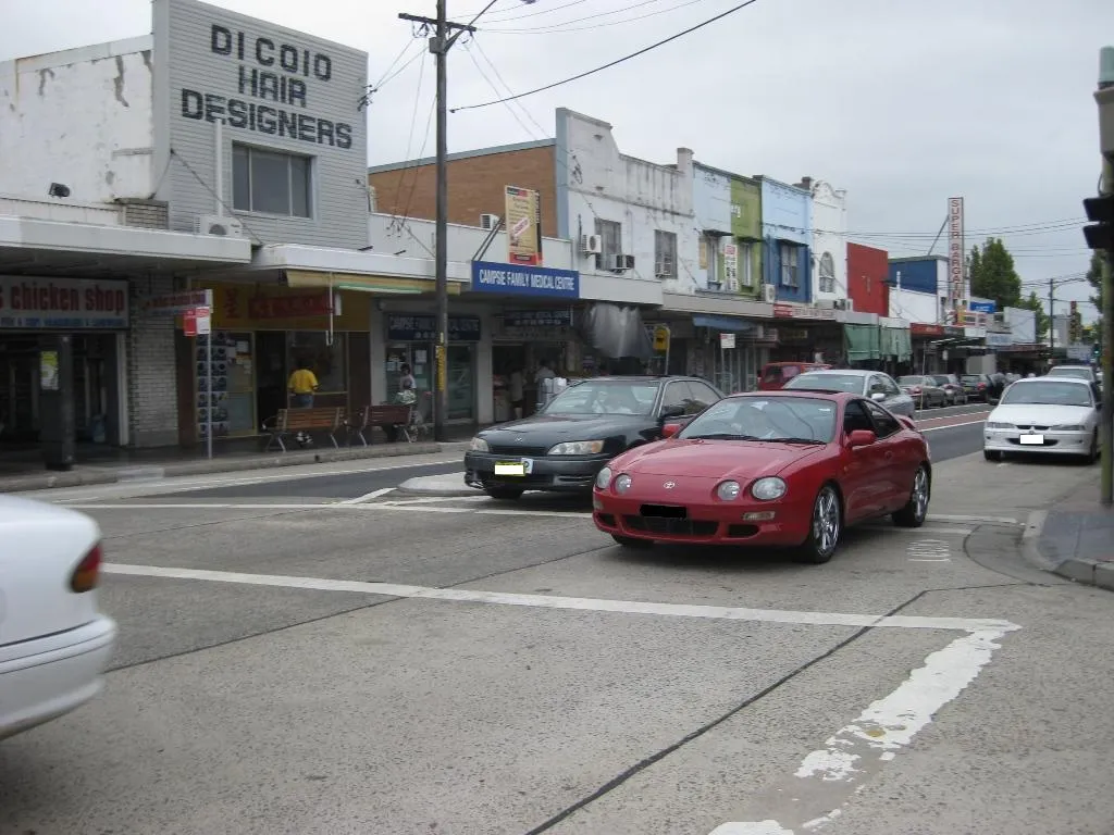The intersection of Beamish street and Evaline Street in Campsie, New South Wales.