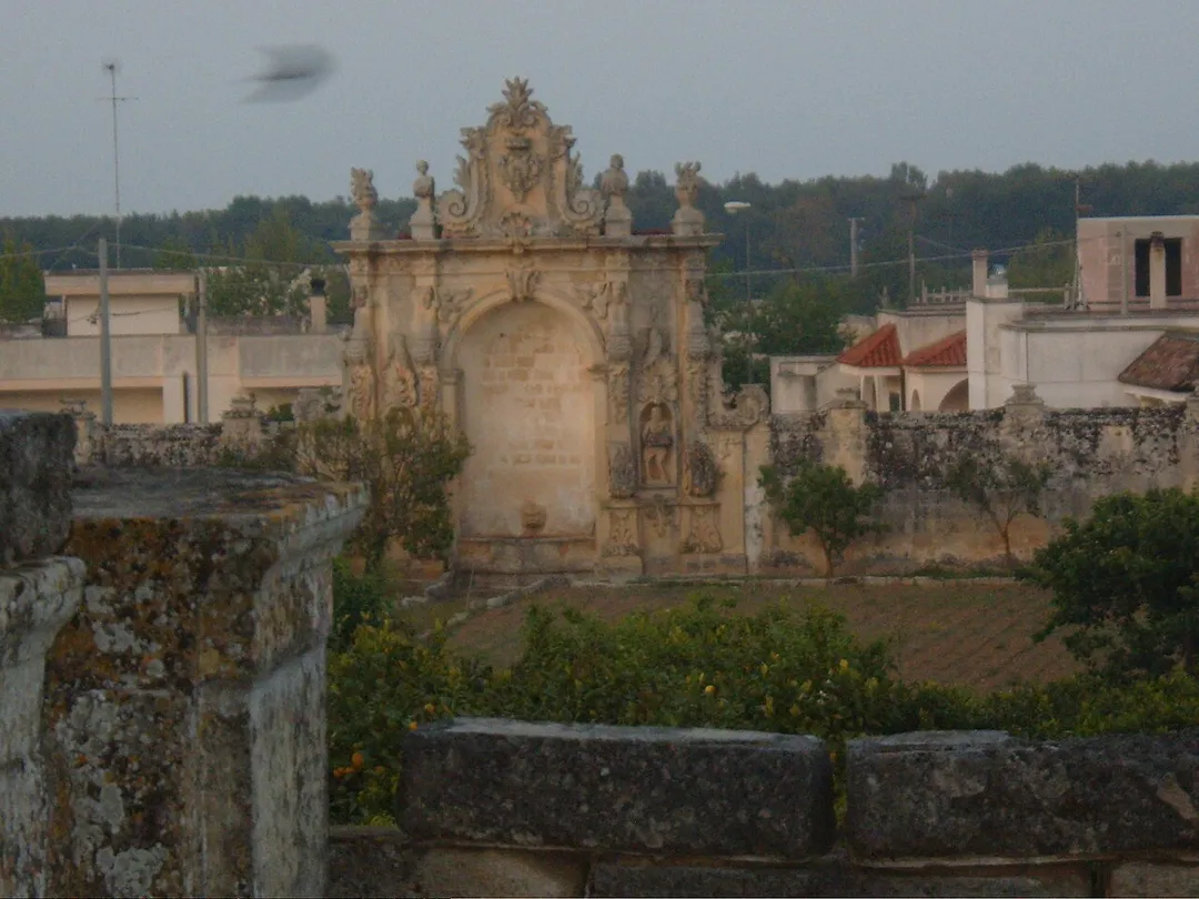 Fountain inside the garden of Cannole castle, Province of Lecce - Apulia (Italy)