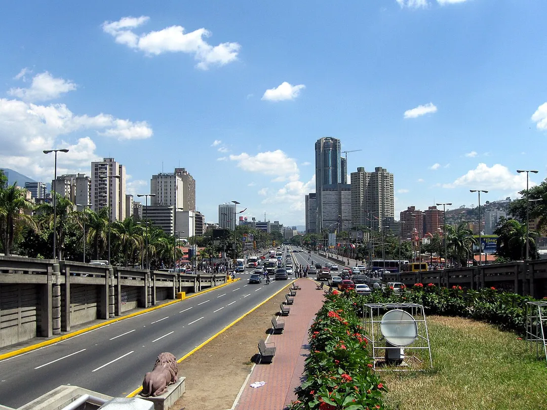 View down Avenida Bolívar, Caracas, Venezuela