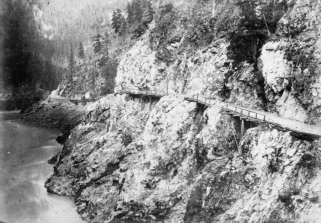 A portion of the Cariboo Road in British Columbia, circa 1867 – 1868.