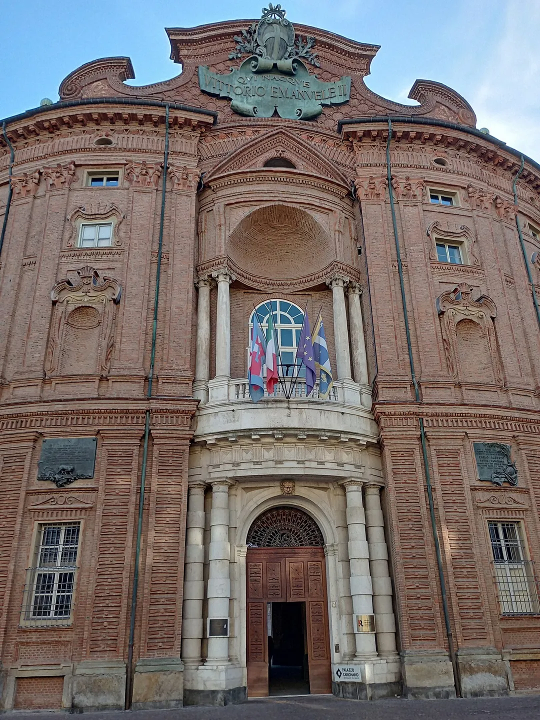Closeup of the 17th century Palazzo Carignano in Turin.