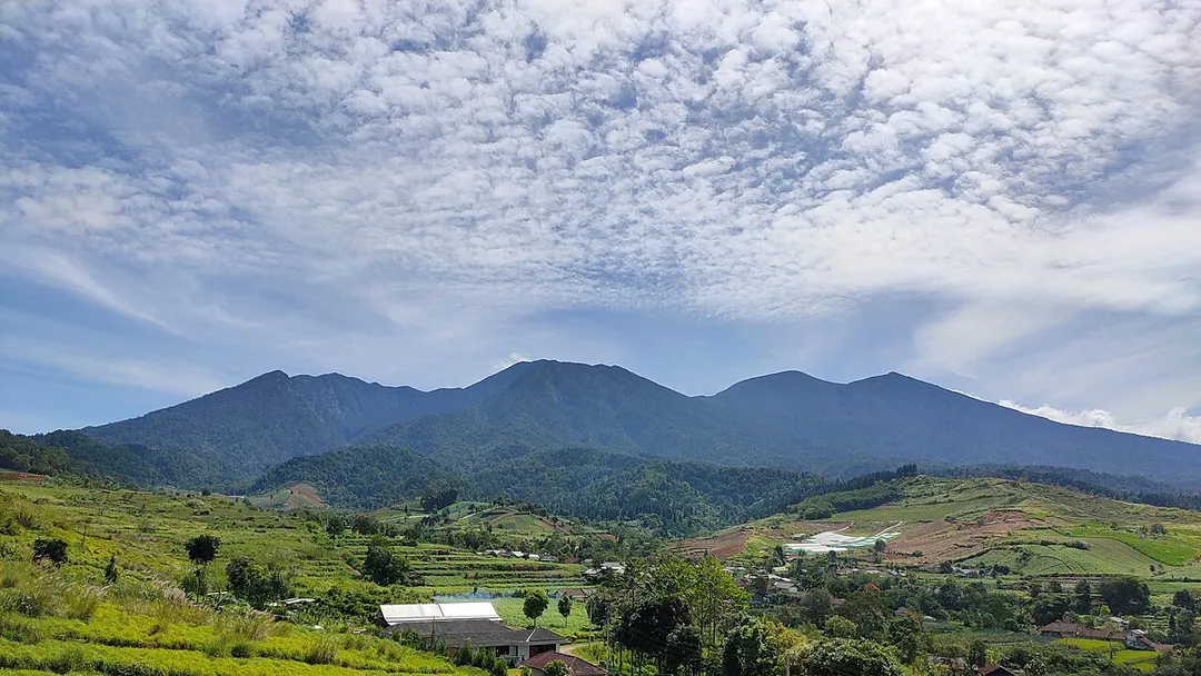 View of Mount Masigit &amp; Gede from Caringin District, Sukabumi