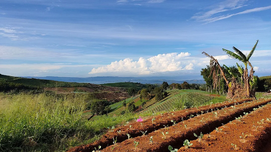 Southern hills of Sukabumi Regency seen from Sukamulya village, Caringin District