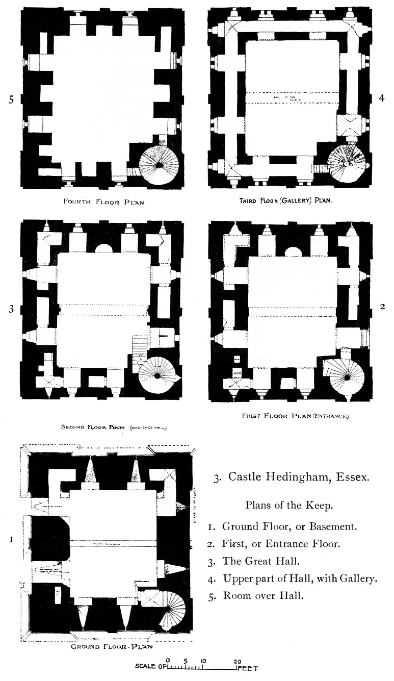 Plans of Hedingham Castle, Essex
