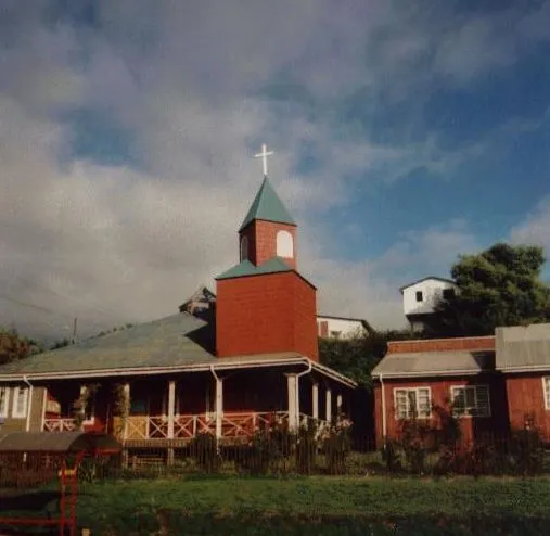 Capilla en el barrio Gamboa, Castro, isla de Chiloé, Chile