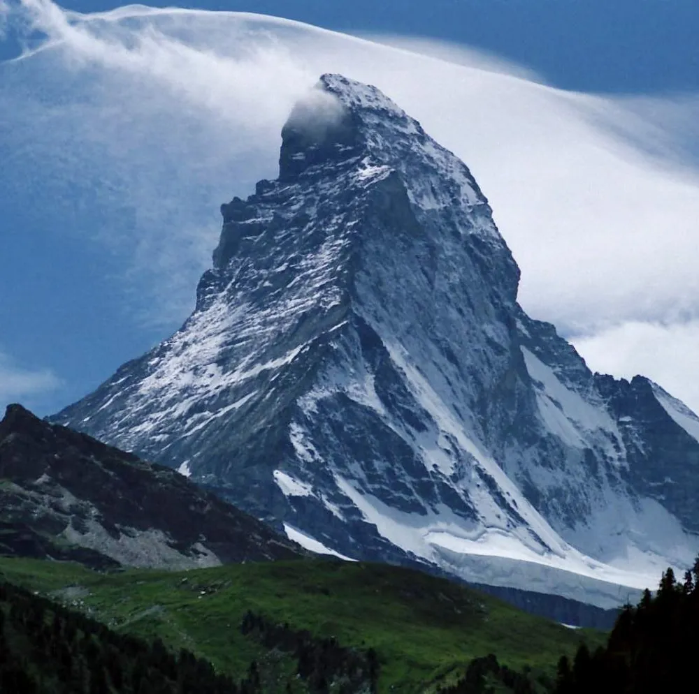 The Matterhorn as seen from Zermatt.  This is a square crop of