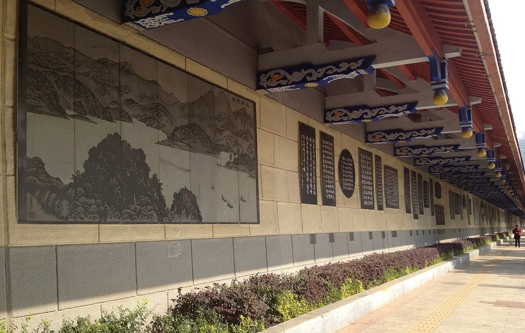 Photograph of the Poetry Wall in Changde, Hunan also known as Changde Poem Wall.