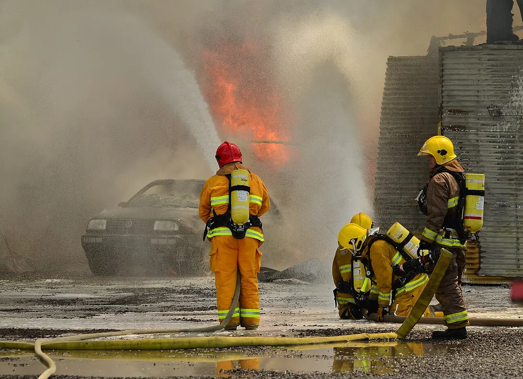 Firefighters in action in Château-Richer, Canada.