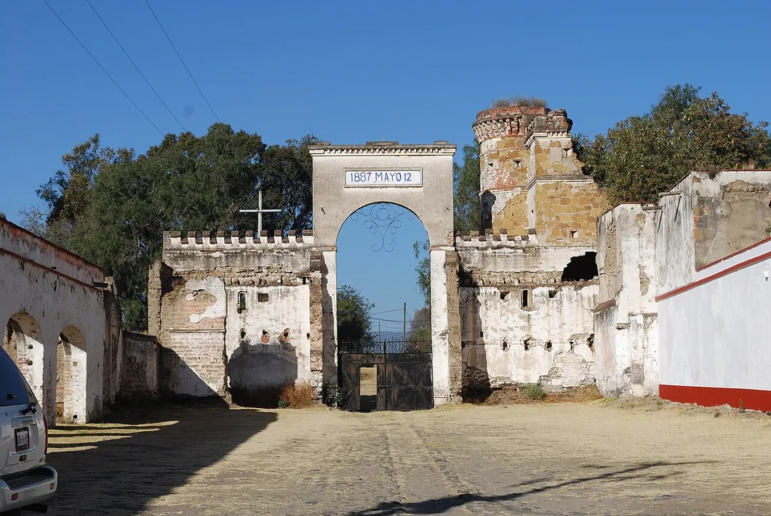 Gate with the date of May 12 1887 at the entrance to the Chautla Hacienda, San Salvador el Verde, Puebla, Mexico