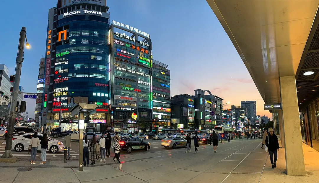 Between Shinsegae Department Store and Moon Tower