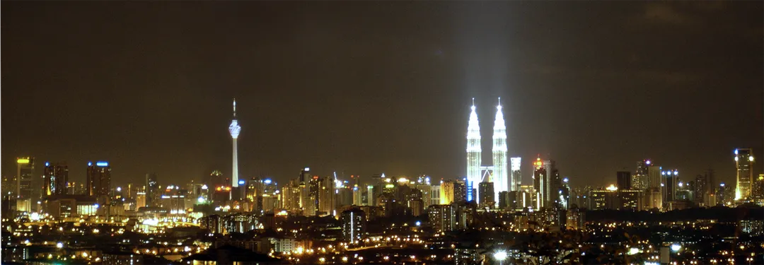 The skyline of Kuala Lumpur from Cheras at night.