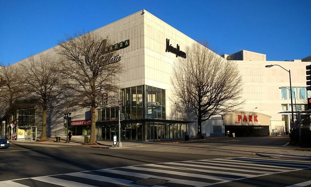 Exterior of Mazza Gallerie, a shopping center in Washington, DC.