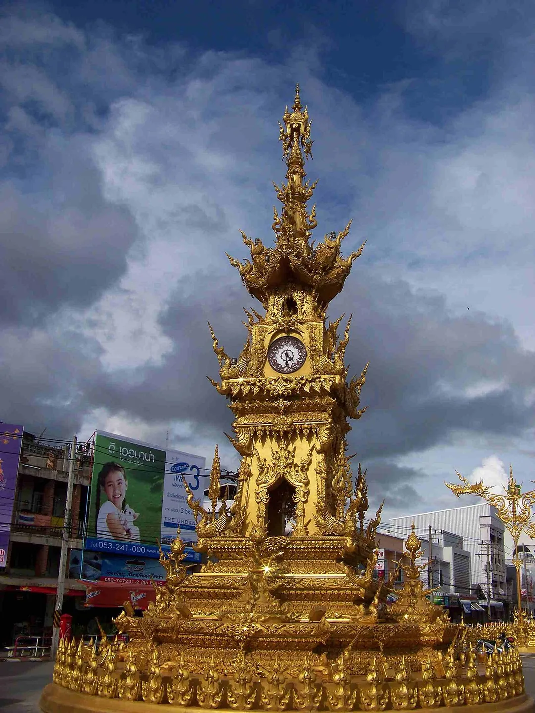 Chiang Rai's clock tower. Golden clock tower in Chiang Rai, Thailand.