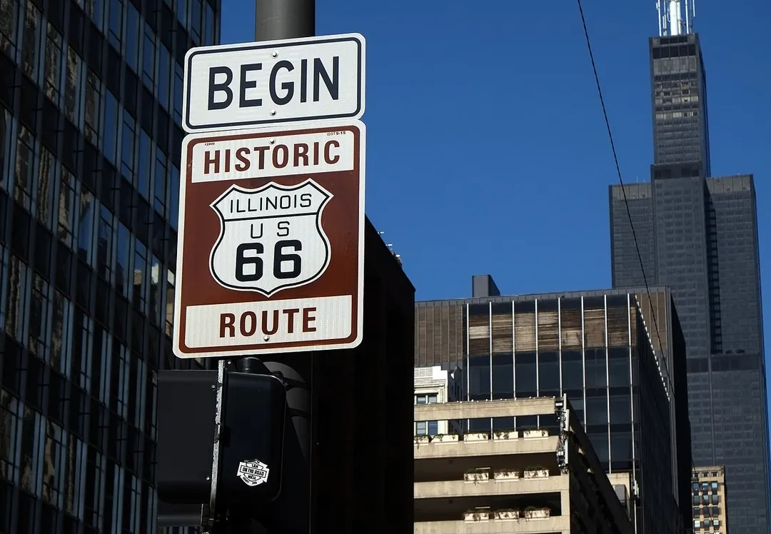 Route 66 begins in Chicago