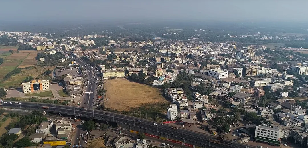 A drone view of of Chikhli, city located near Navsari district of Gujarat.