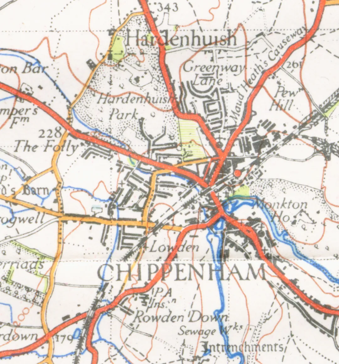 Map of Chippenham from 1946. Scale 1 inch to the mile 600DPI Sheet 156