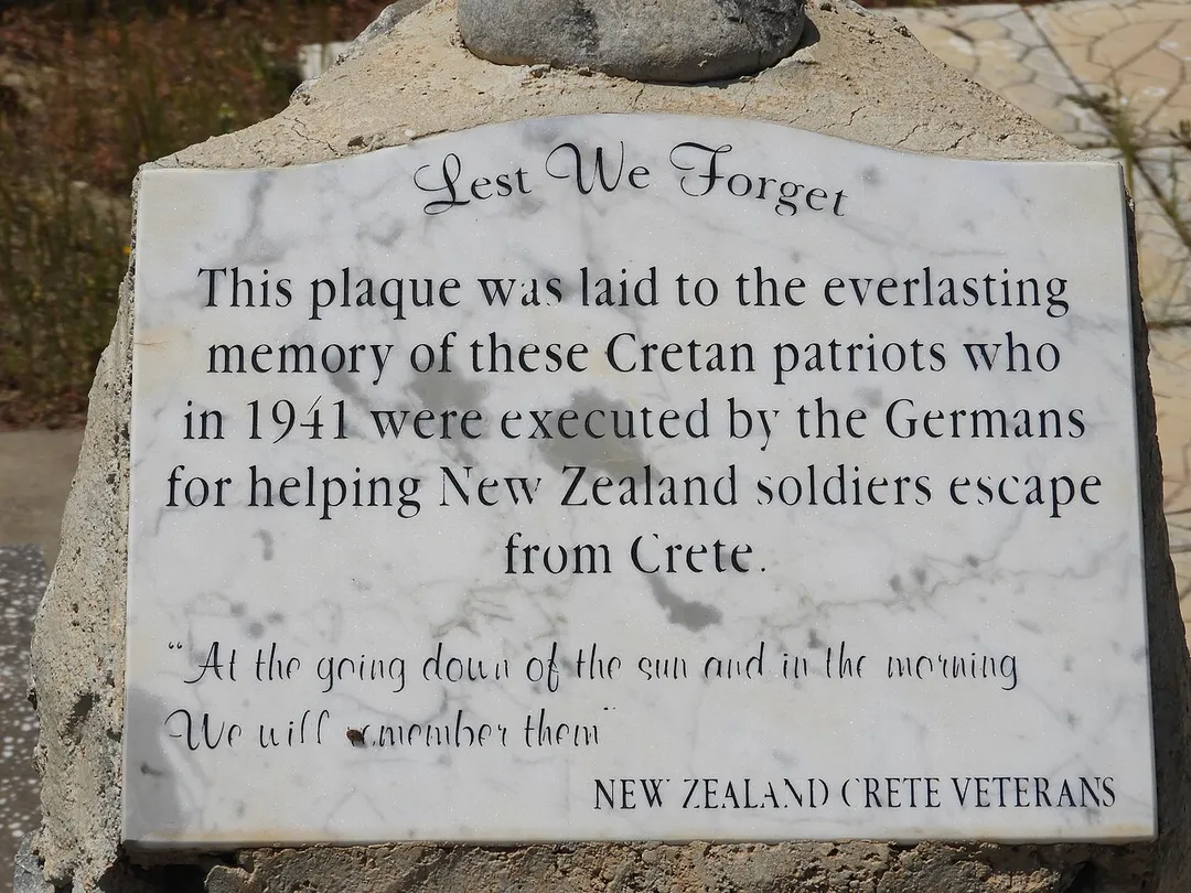 Plaque for the memorial of Cretan patriots executed by the Germans in 1941