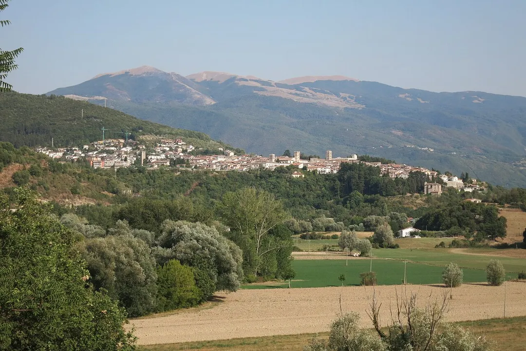 Cittaducale (province of Rieti, central Italy) as seen from state highway n. 4 "Via Salaria" near the Santa Rufina exit