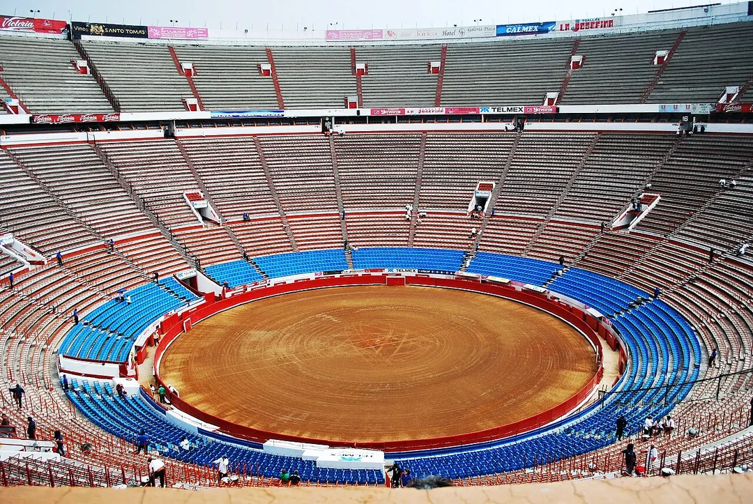 View of bullring from above at the Plaza de Toros in Mexico City