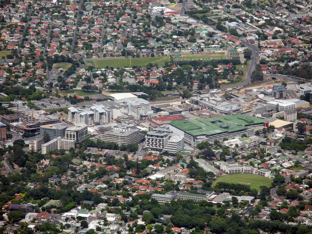 View of the Claremont CBD from Table Mountain.