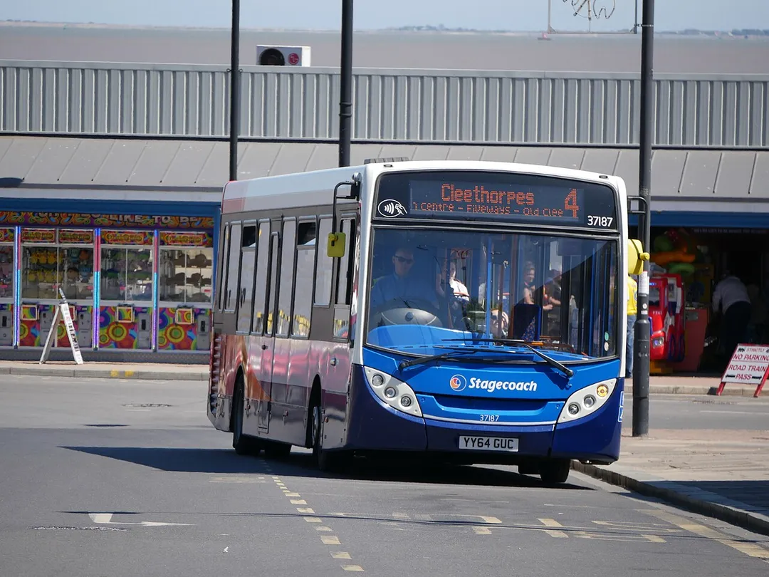 Stagecoach Grimsby-Cleethorpes' 37187 (YY64 GUC), a 2014 Alexander Dennis Enviro200, seen here on Sea Road in Cleethorpes.