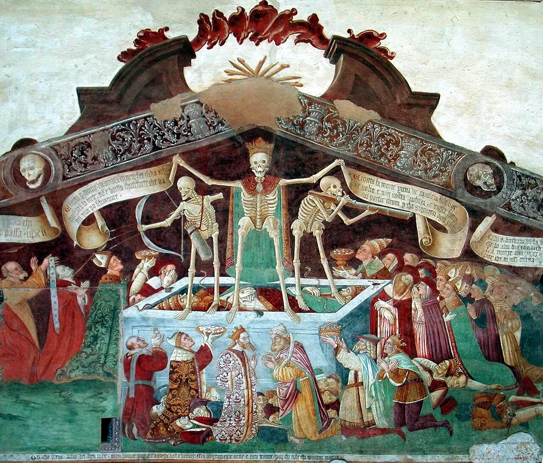 Trionfo della morte, Clusone, Italy  XV century
On the external wall of the church of Disciplini
Author: Paolo Picciati
Foto fatta da me e modificata con Gimp (raddrizzata e aumento del contrasto)

made by me, december 2005