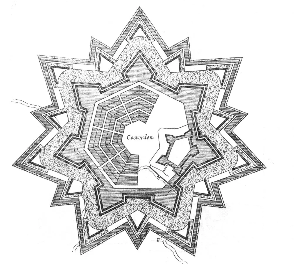 Plan of fortress coevorden in the netherlands