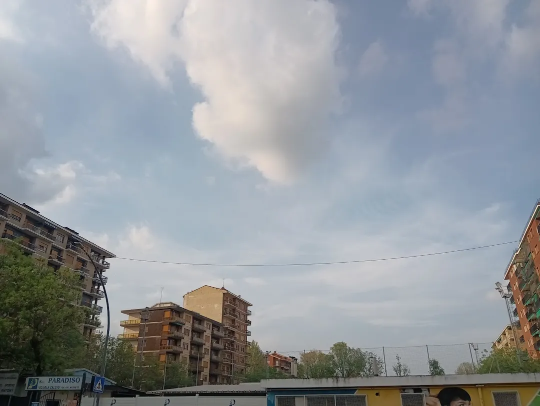 High-rise apartments buildings in Collegno, suburb of Turin, Italy, April 2026