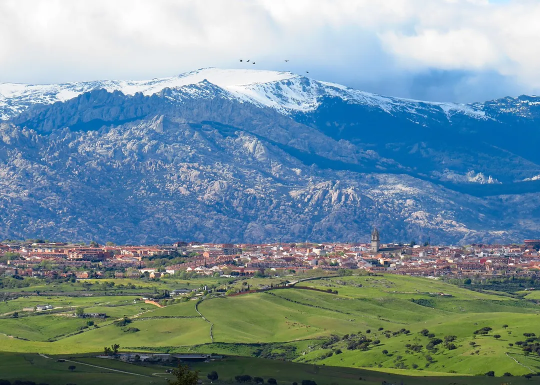 Views of the village of Colmenar Viejo, in the Community of Madrid (Spain), with the Mountain Range of Guadarrama at the back.