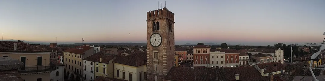 landscape of Cologna Veneta with clock tower