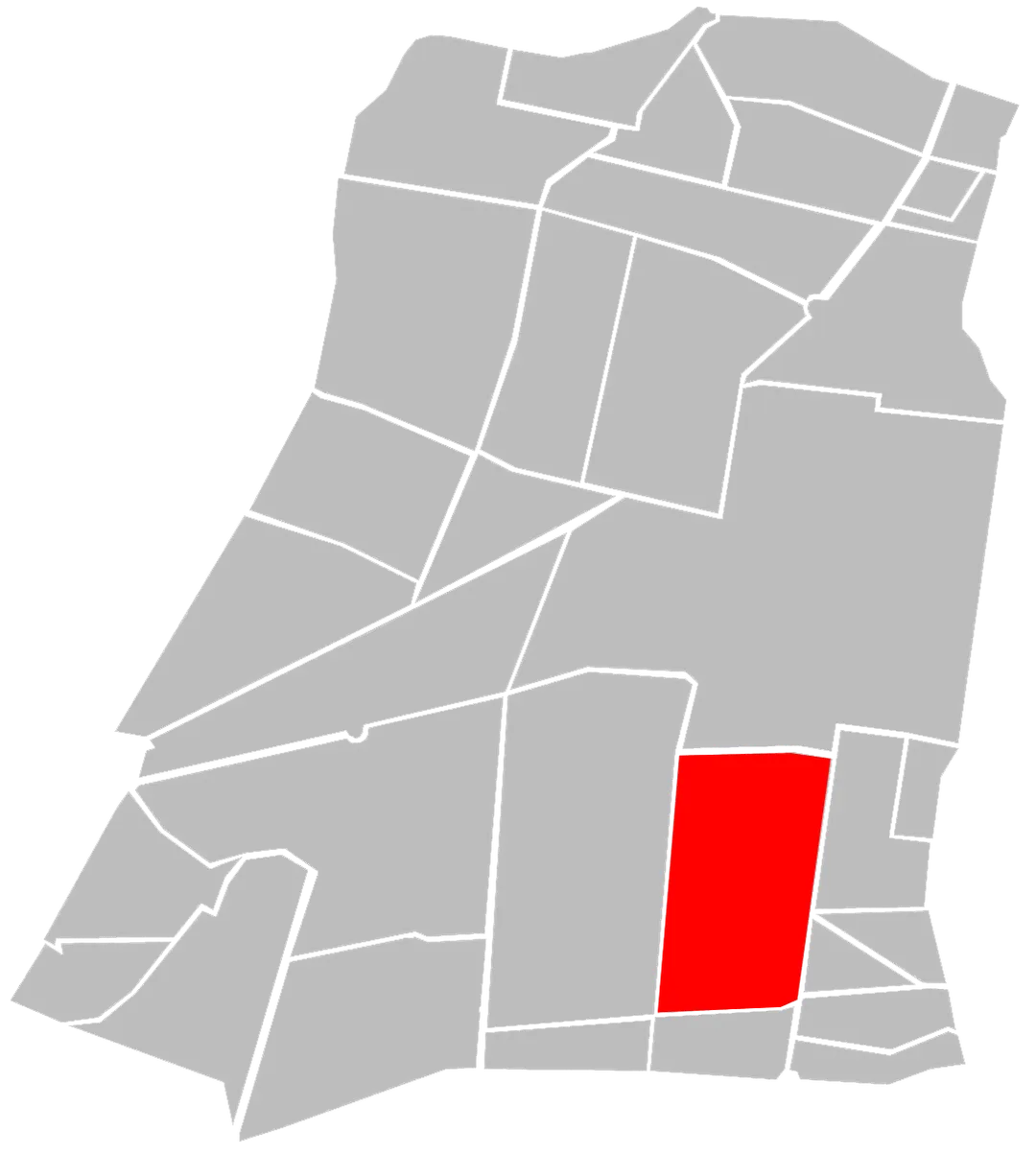 Map of Delegación Cuauhtémoc in Mexico City, with Colonia Obrera highlighted in red