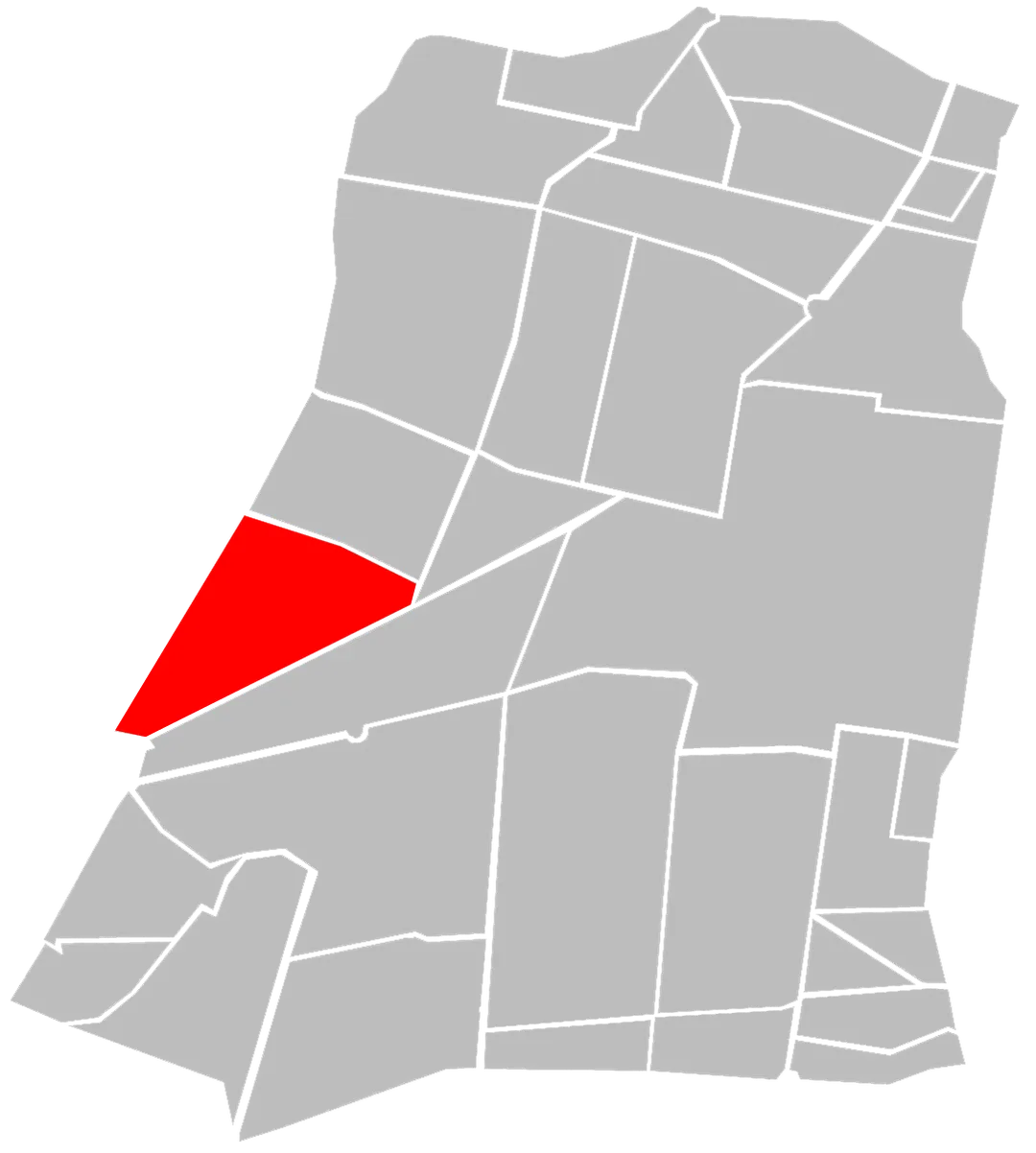 Map of Delegación Cuauhtémoc in Mexico City, with Colonia Cuauhtémoc highlighted in red