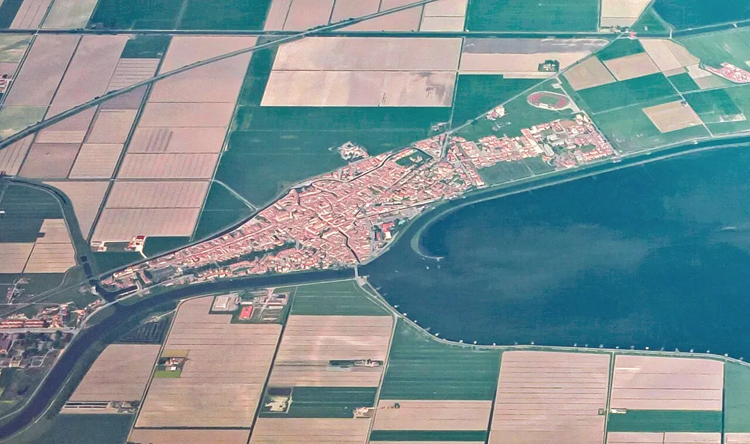 Aerial view of Comacchio, Emilia Romagna, Italy.