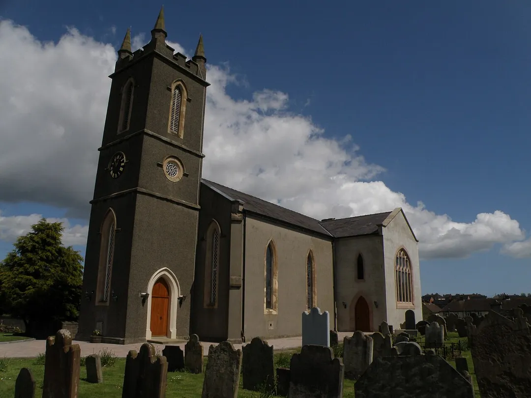 The exterior of St. Mary's Parish Church, Comber, Northern Ireland, showing the South Transept.