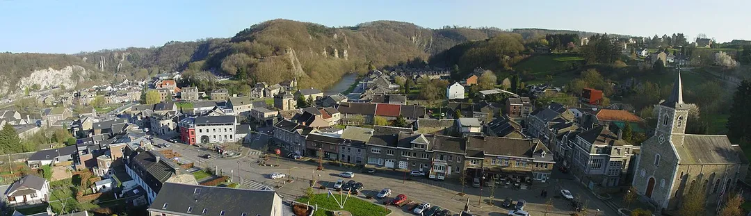 Composite panorama of Comblain-au-Pont from above