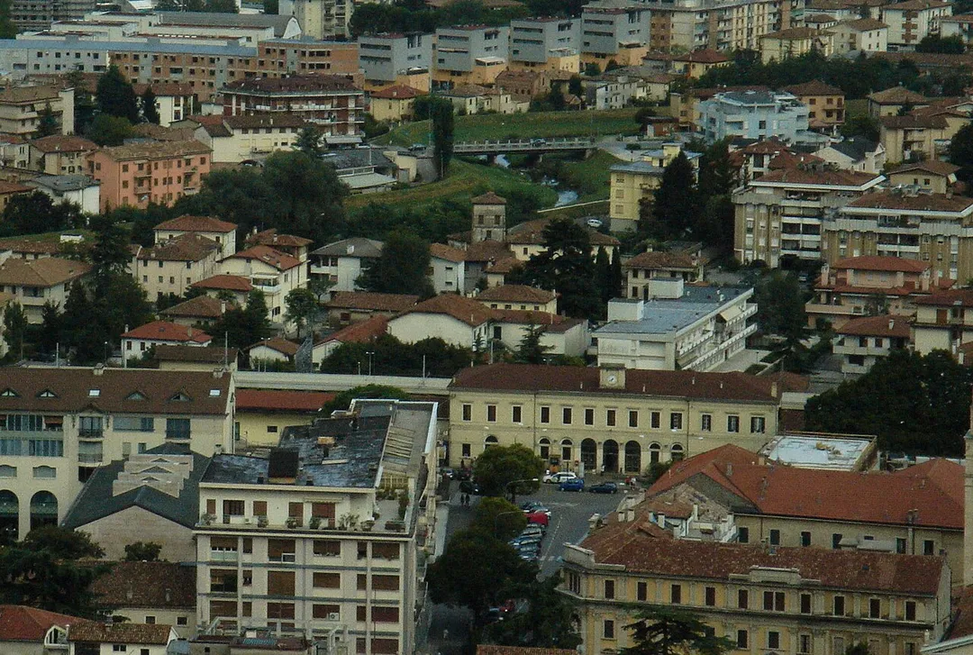 Conegliano (Treviso, Italy). The train station from the Castel Tower