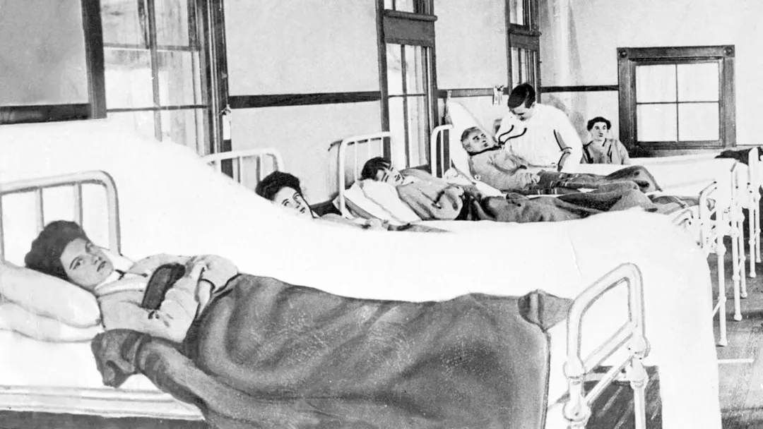 Mary Mallon in a hospital bed. She was forcibly quarantined as a carrier of typhoid fever in 1907 for three years and then again from 1915 until her death in 1938.