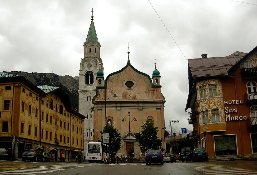 SS Philip and Jacob parish church. Cortina d'Ampezzo, Italy.