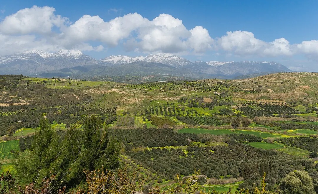 The mount Ida chain and the Messara plain seen from Phaistos, Crete, Greece.