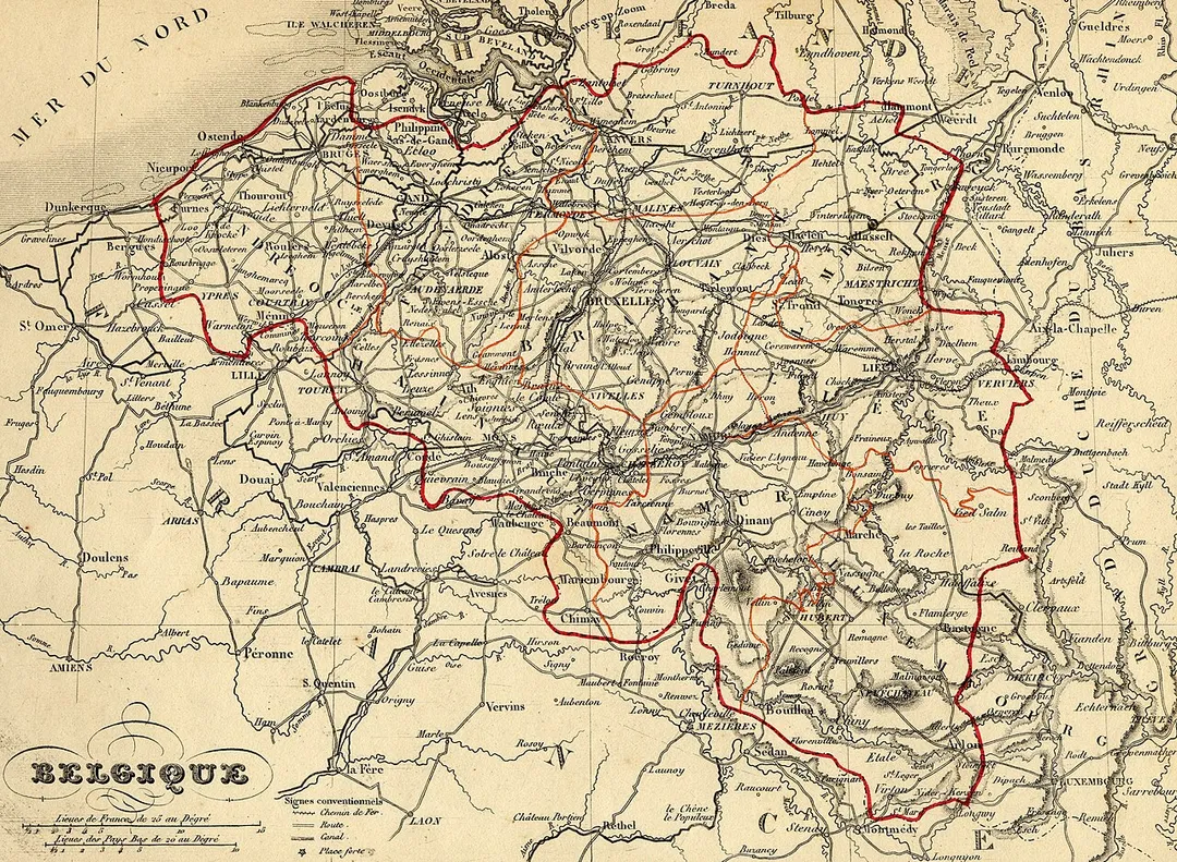 Map of Belgium (wp-EN) with french names made by Alexandre Vuillemin in 1843 extracted from his “Atlas universel de géographie ancienne et moderne à l'usage des pensionnats”.