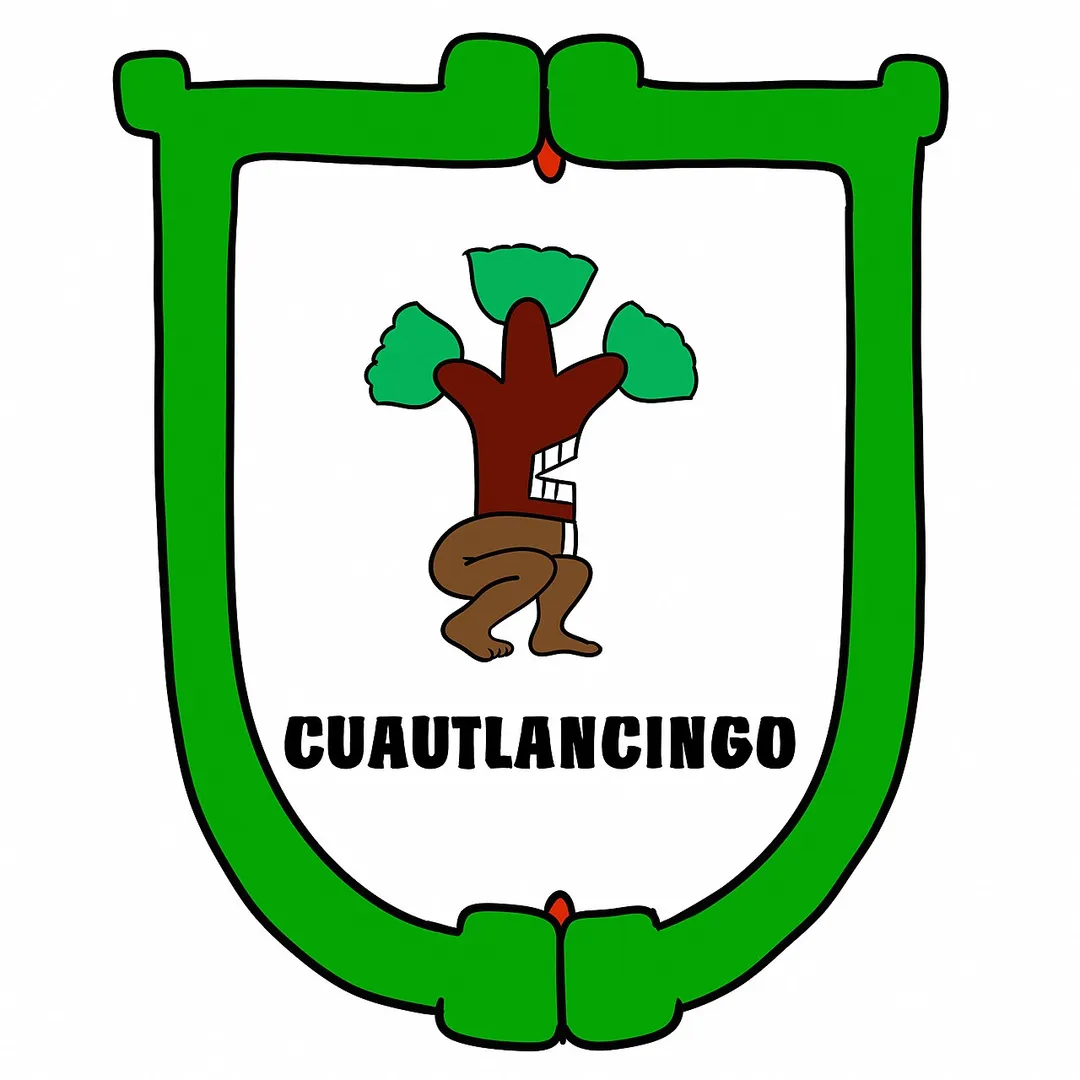 Coat of arms of the Municipality of Cuautlancingo, Puebla; Mexico. Name derived from the Nahuatl «Cuahuitl» "Forest", «Tzi» "Small" and «Co» "indicates in"; meaning "In the Small Forest".