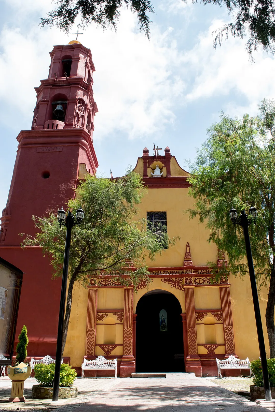 Front view of Asunción de Maria y Jose Parish, Santa Maria Ahuatitlan, Morelos. It is located at the North of Cuernavaca. It was built by the Franciscans in the seventeenth century.