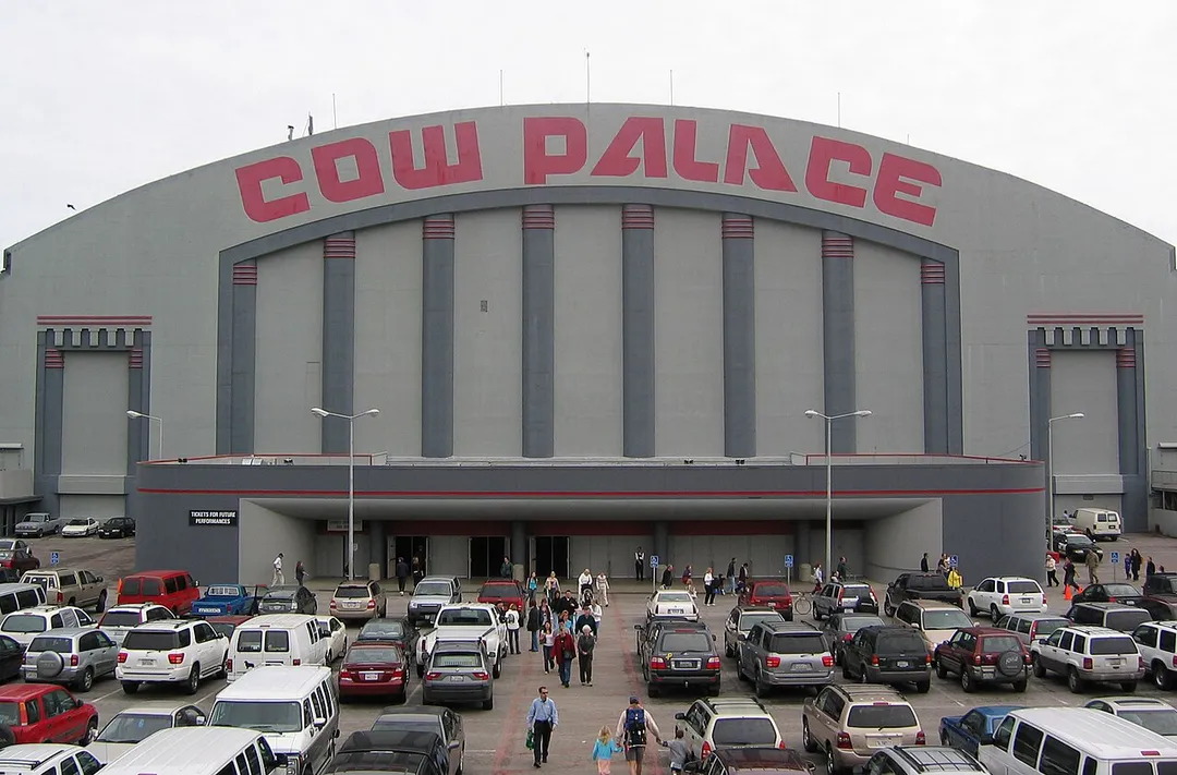 Front of the Cow Palace in Daly City, California.