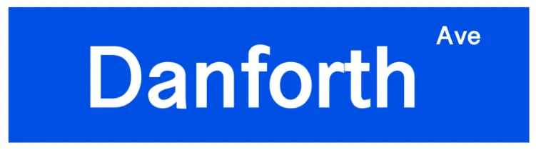 Street sign for Danforth Avenue in Toronto, Ontario, Canada.