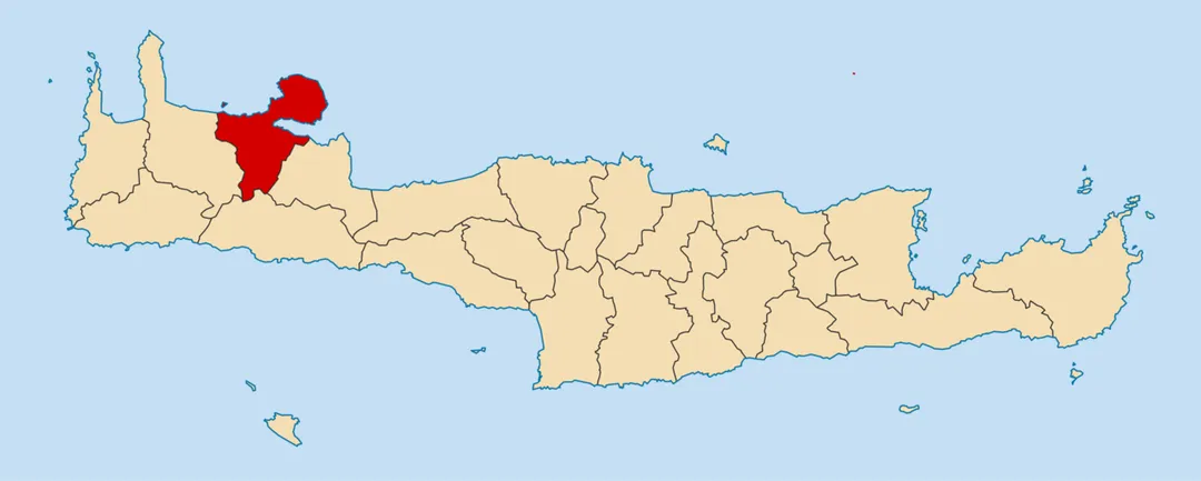 Locator map for Chania municipality in Greek region Crete (2011)