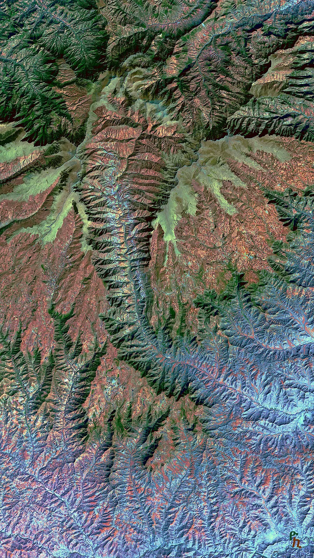 Exaggerated contour and color render of the region around the highest mountain in Ethiopia, Ras Dashen, based on Sentinel-2 satellite image data taken on January 17, 2020. 
View scale: ~45km by 75km 
Sentinel2/CopernicusEU/YonasKidane

CC-BY-SA