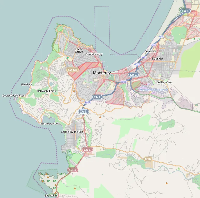 This map of Monterey Peninsula was created from OpenStreetMap project data, collected by the community. This map may be incomplete, and may contain errors. Don't rely solely on it for navigation.